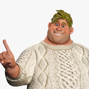 Funny fat man character winter style