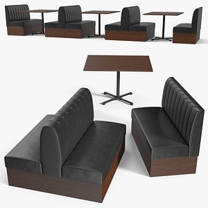 Modular Cafe Booth Seating with Wooden Tables