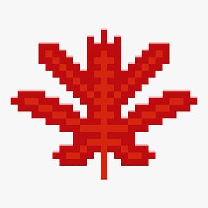 Voxel Red Leaf Lowpoly 3D model 3D model