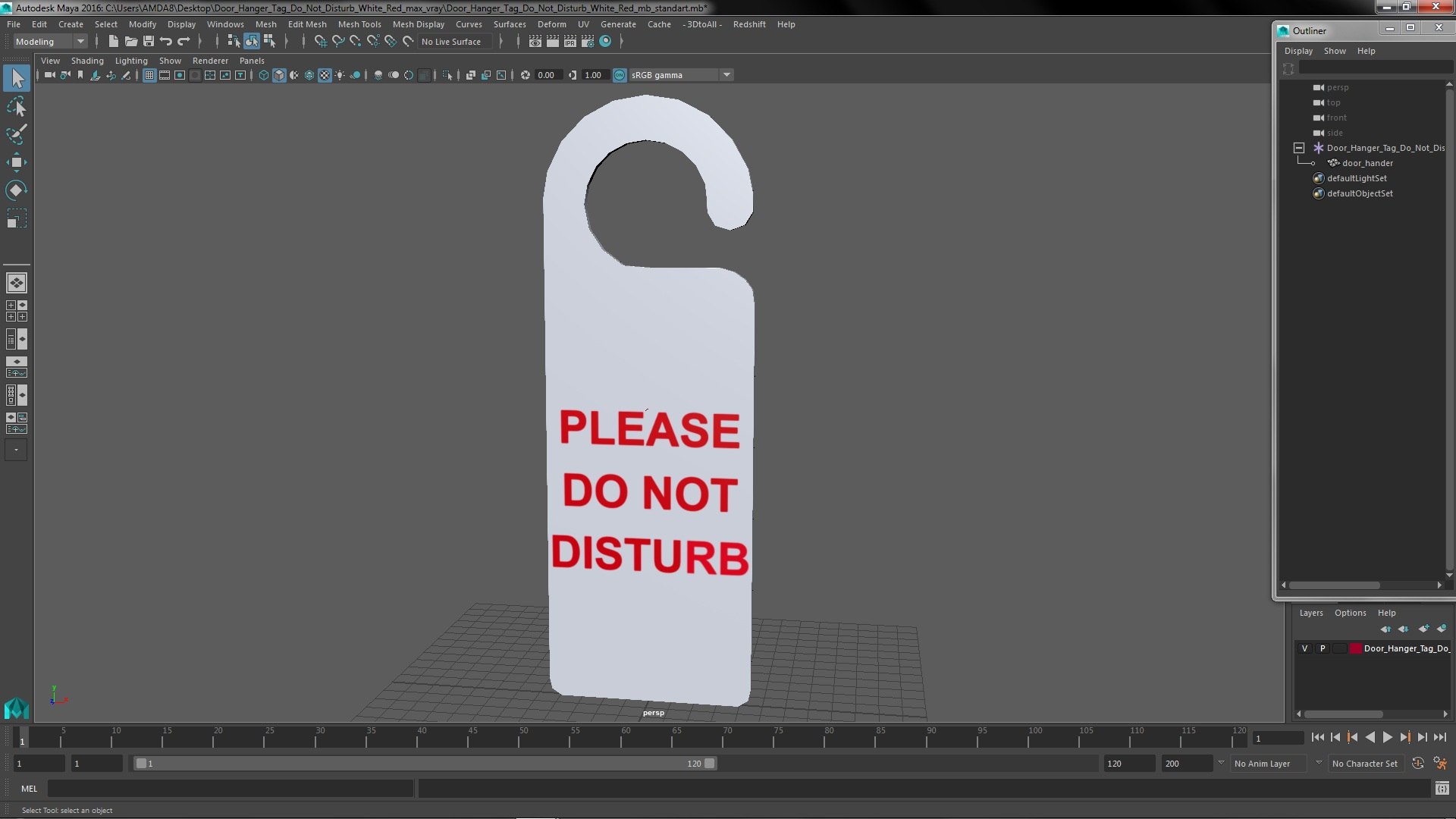 Door Hanger Tag Do Not Disturb White Red Model - TurboSquid 1891246