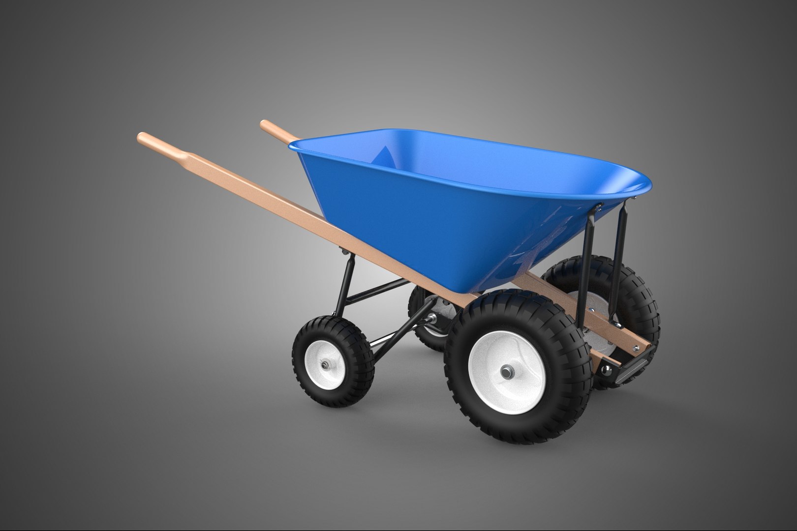 3D BIG 4 FOUR QUAD WHEELER WHEEL BASE BARROW STEEL PUSH WHEELBARROW ...