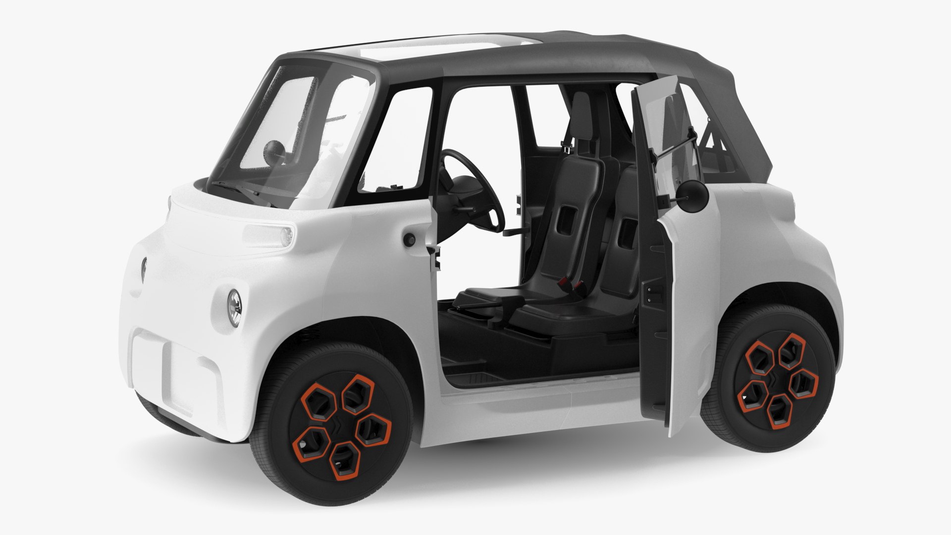 Small Electric Car Rigged 3D model preview
