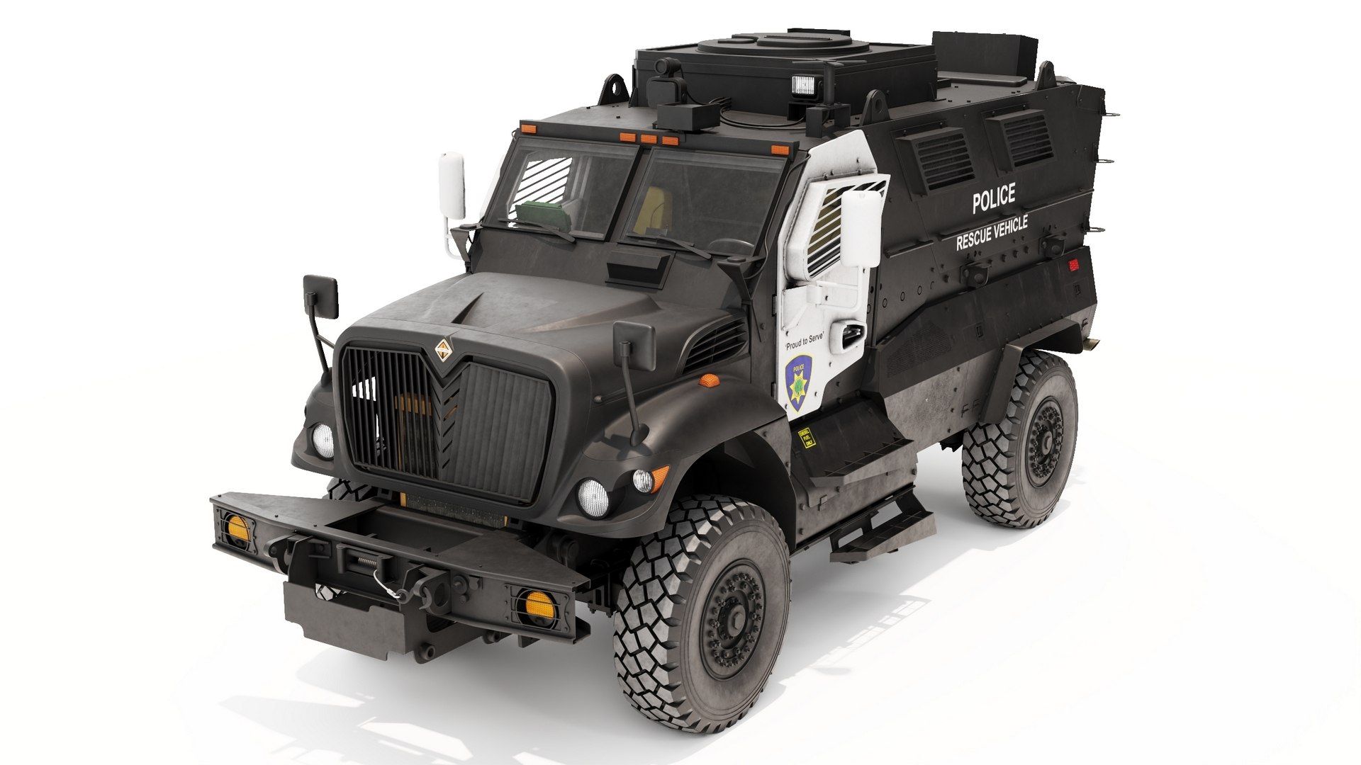 Armored Police Rescue Vehicle Black 3D model preview
