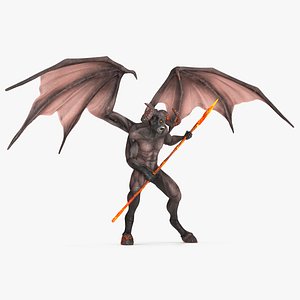 3D Devil Character with Trident Angry Pose model