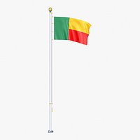 Benin Flag Stand Pole Animated Loop