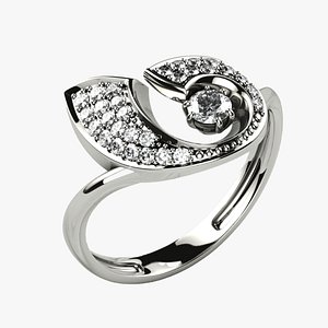 3mm Diamond Gold Ring 3D model