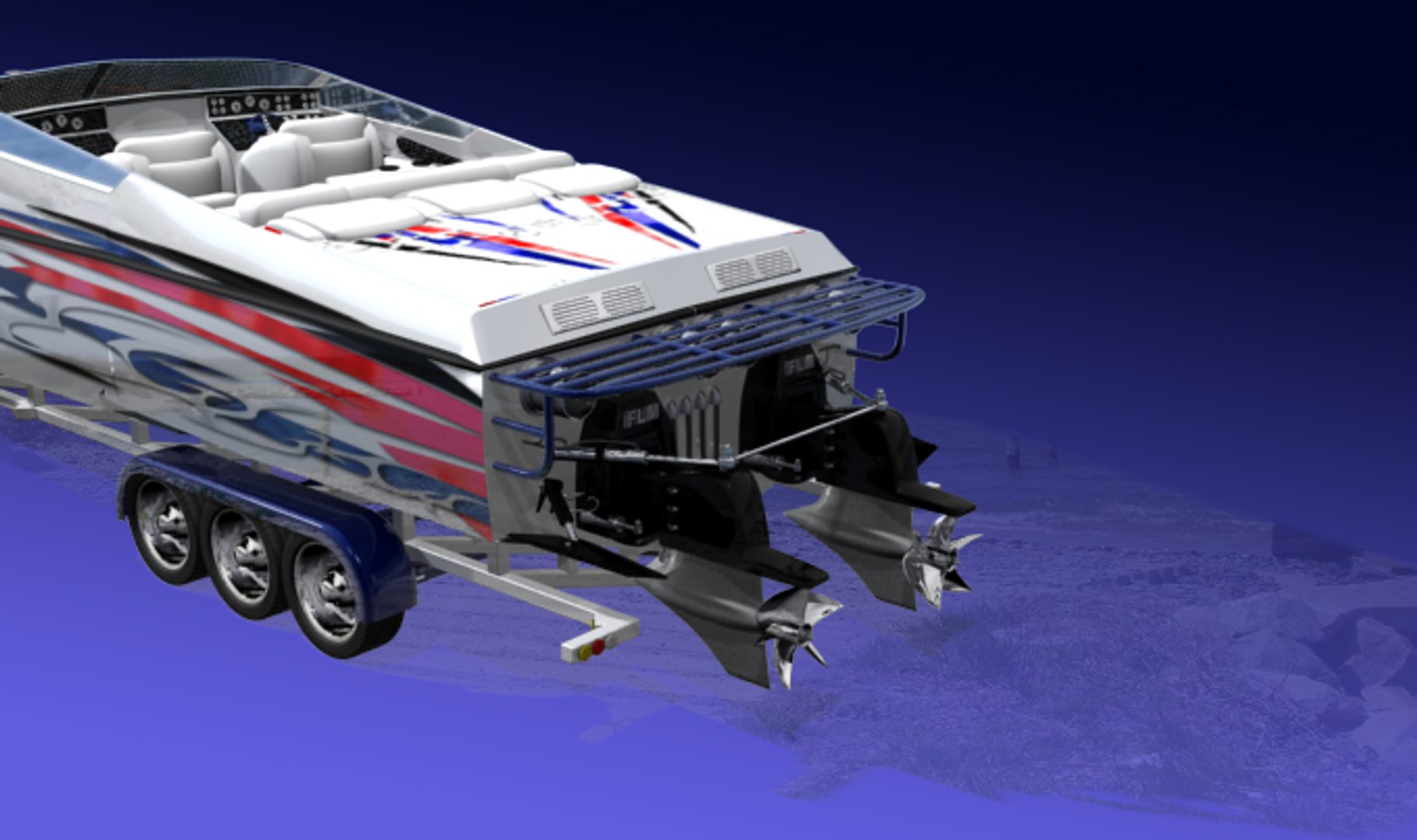 3d Race Boat Model