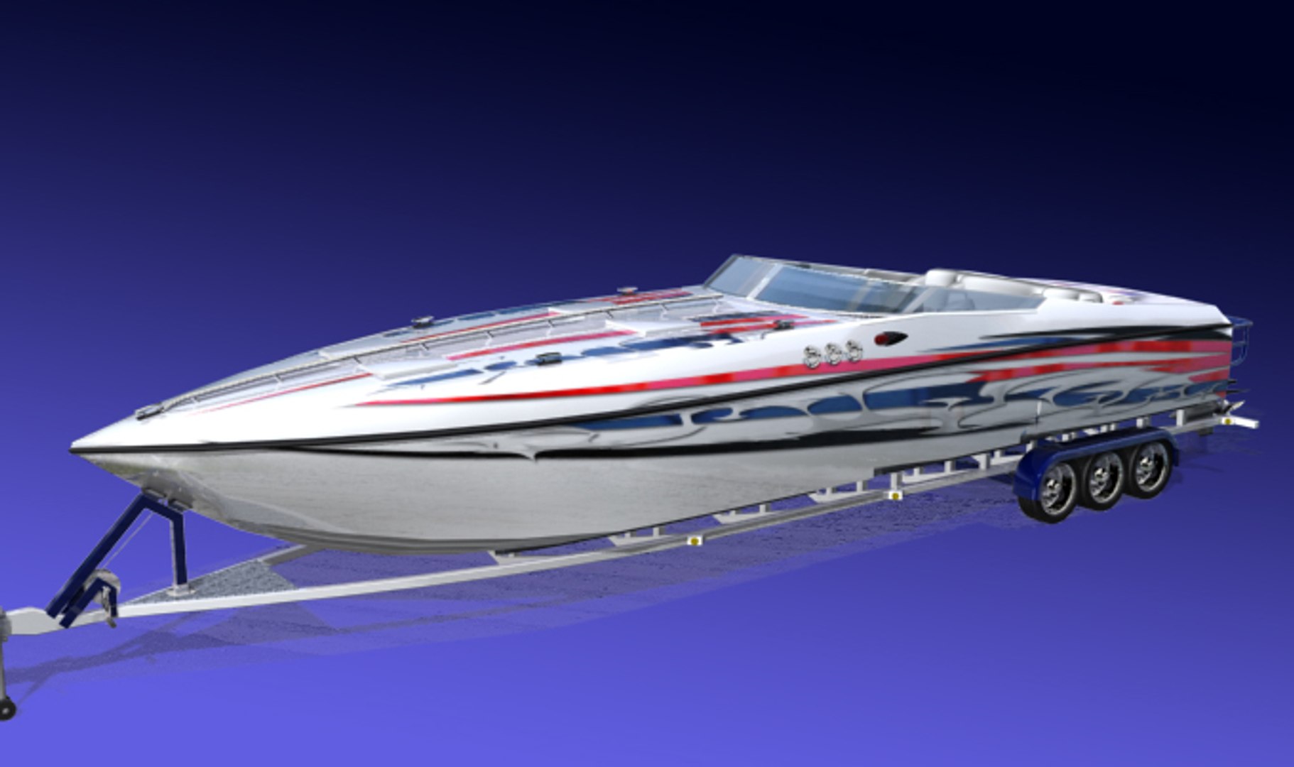 3d Race Boat Model