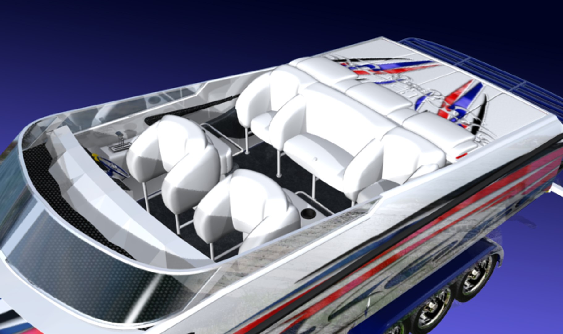 3d Race Boat Model