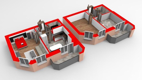 3D section apartment house model