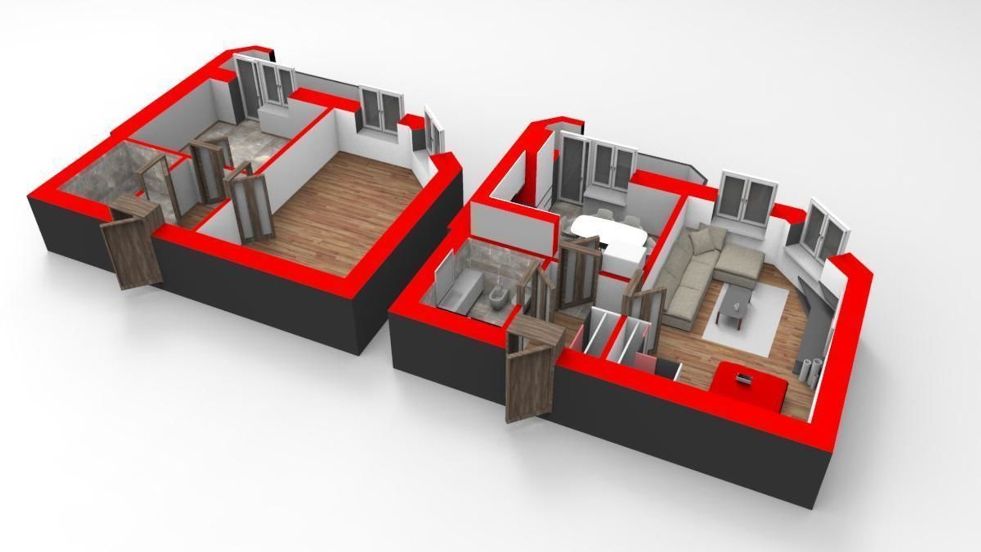 3D Section Apartment House Model - TurboSquid 1518332