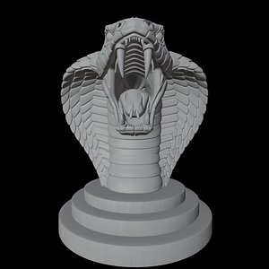 Cobra Open Mouth Threat 3D Print Model Fearsome Wildlife Sculpture