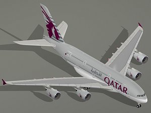 3d airbus a380-800 qatar airways model
