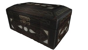 3d realistic rustic wooden jewelry box