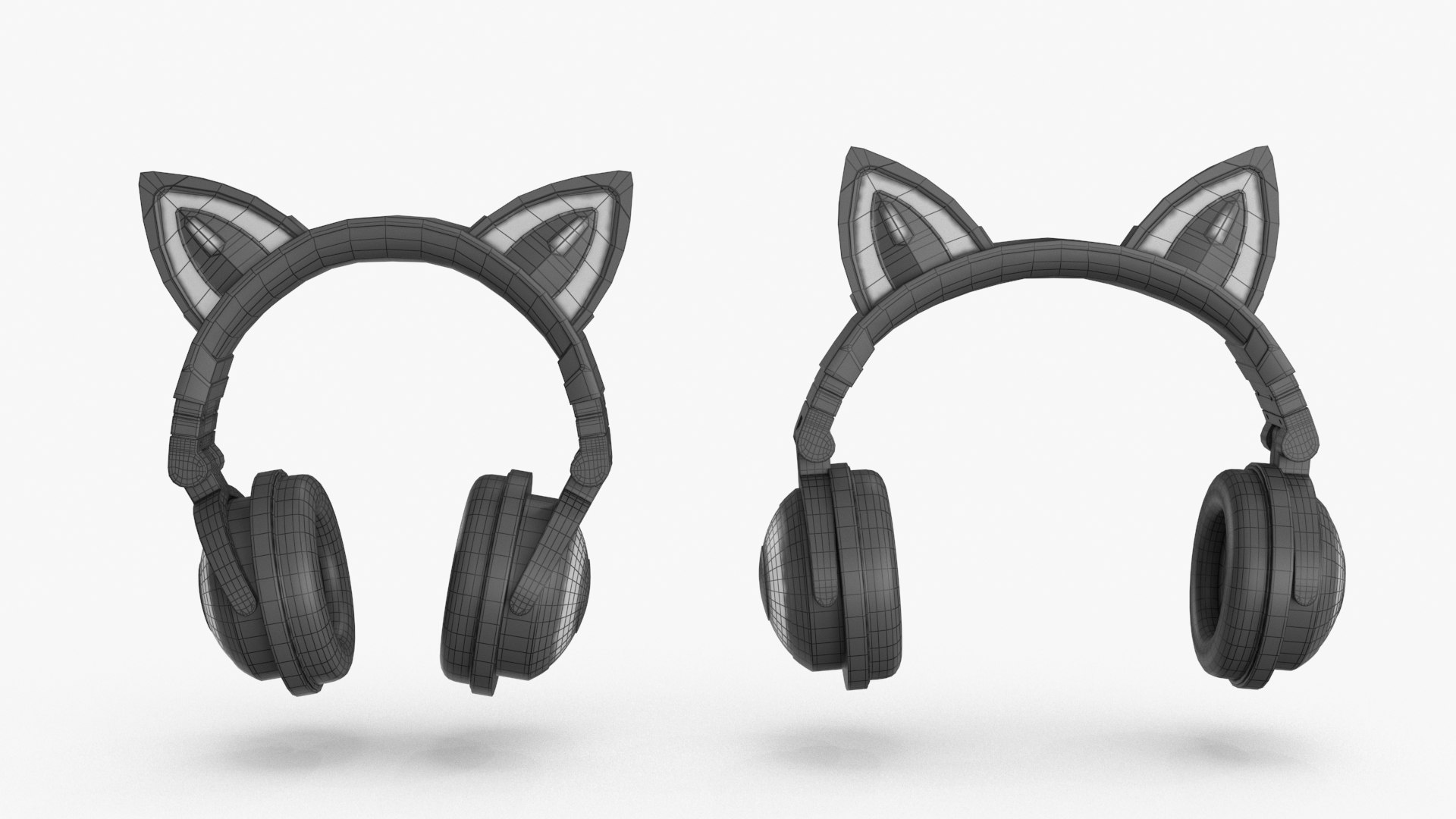 3d Cat Ear Headphones 2 Colors And Poses Turbosquid 2049187 