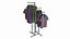 3D model Store Adjustable 4-way Square Tube Rack with Clothing