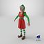3D Christmas Elf Female 3 model