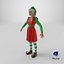 3D Christmas Elf Female 3 model