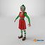 3D Christmas Elf Female 3 model