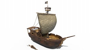 3D Pirate ship PBR low-poly 3D model