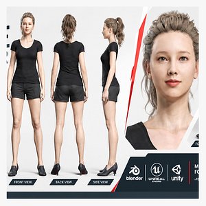 Beautiful Woman rigged Character 3D
