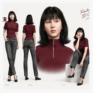 3D model Beautiful Korean Girl Character