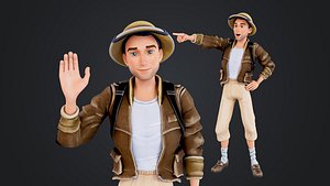 Explorer Cartoon Character 3D model