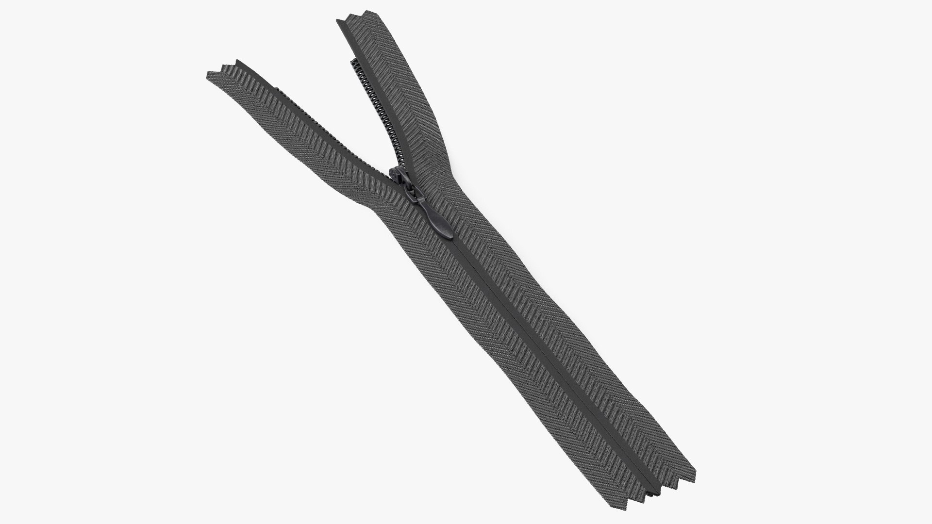Concealed Zipper with Slider Black 3D model preview