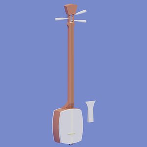 Shamisen Japanese Traditional Guitar 3D