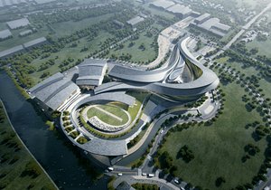 Organic Civic Center with Flowing Roofs 3D model