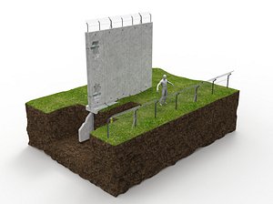 security fence wall section 3D