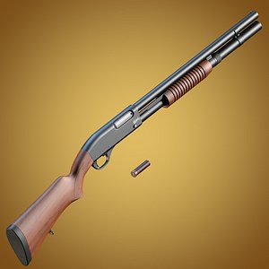 Baikal MP-133 shotgun with wooden stock and extended magazine