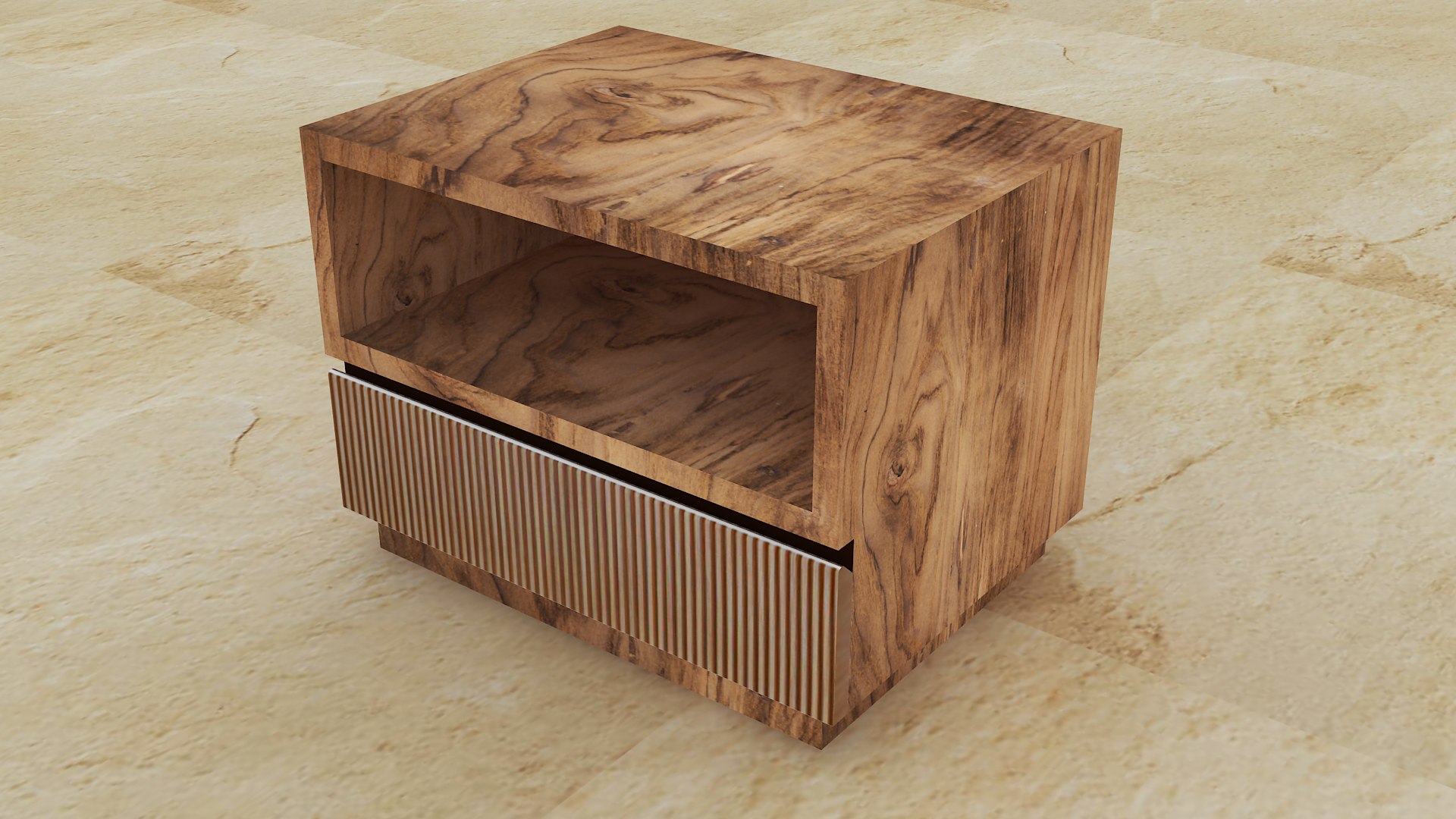 Contemporary Bedside Table With Open Shelf And Ribbed Detail 3D ...