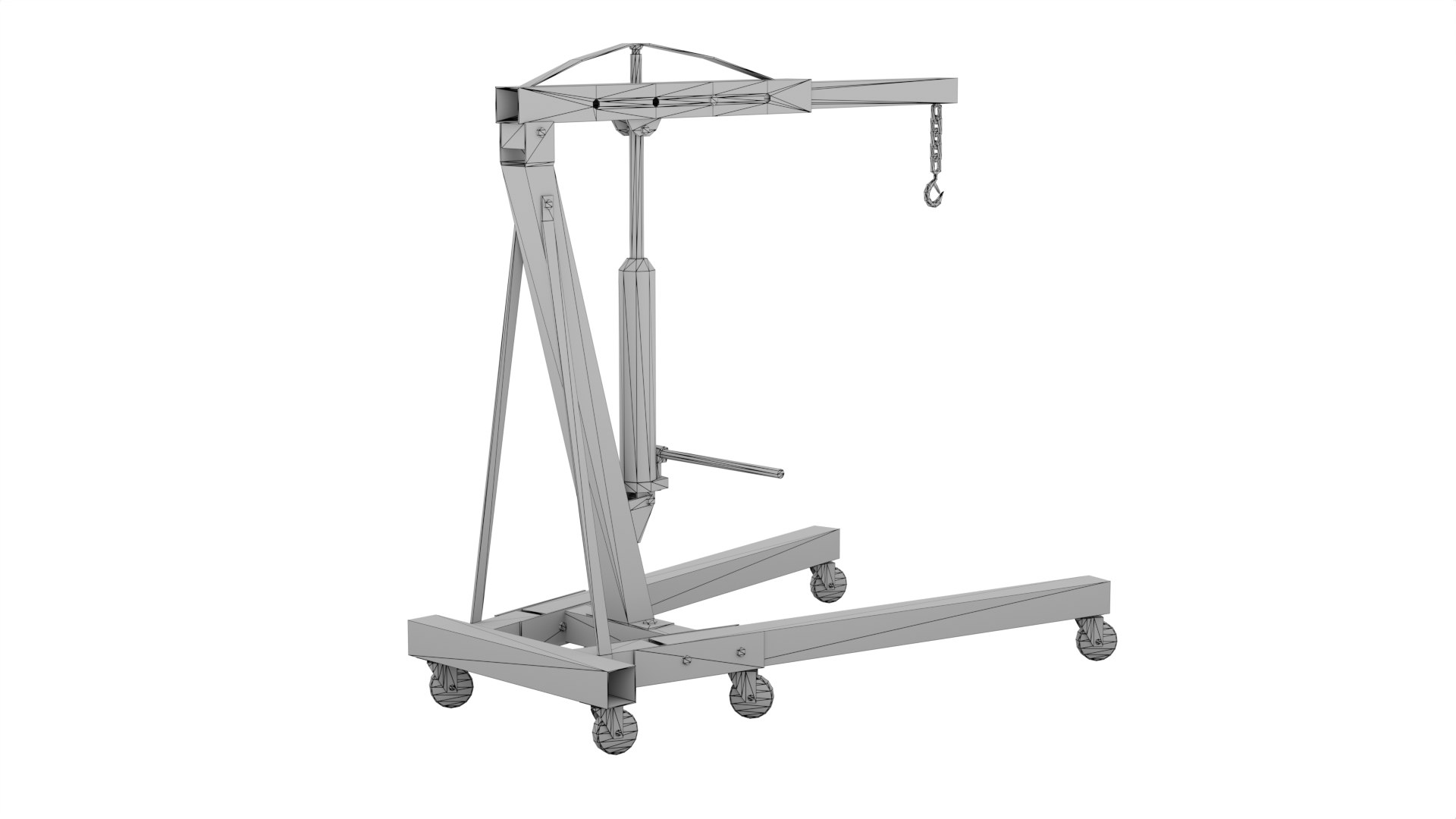 3D Hydraulic Engine Hoist Weathered And Worn Lowpoly 3D Model