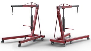 3D Hydraulic Engine Hoist - Weathered and Worn Low-poly 3D model