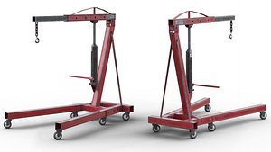 Hydraulic Engine Hoist - Weathered and Worn Low-poly