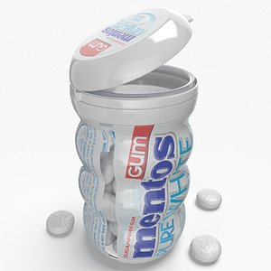 Mentos Pure White Sweet Mint Gum 50pc Curvy Bottle 3D model