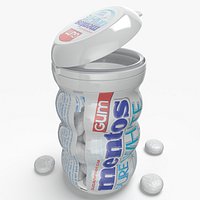 Mentos Pure White Sweet Mint Gum 50pc Curvy Bottle