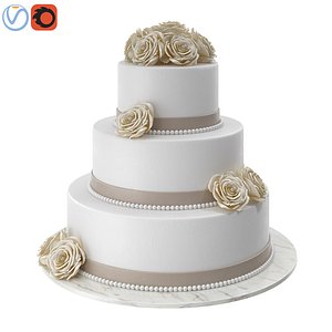 3D white wedding cake model