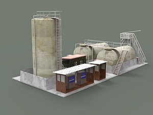 3D desert oil silo petrol pump