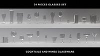 24 Pieces  Wine and Cocktail Glasses Set