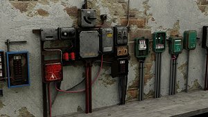 Utility Electric Wall Fuse Boxes Props