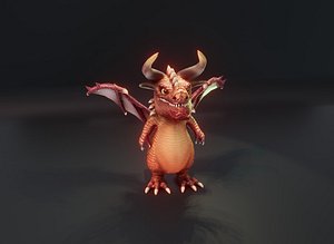 3D Cartoon Crystal Dragon Animated Low-poly 3D Model