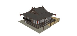 Traditional Asian Mixed-Use Residential Restaurant Architecture