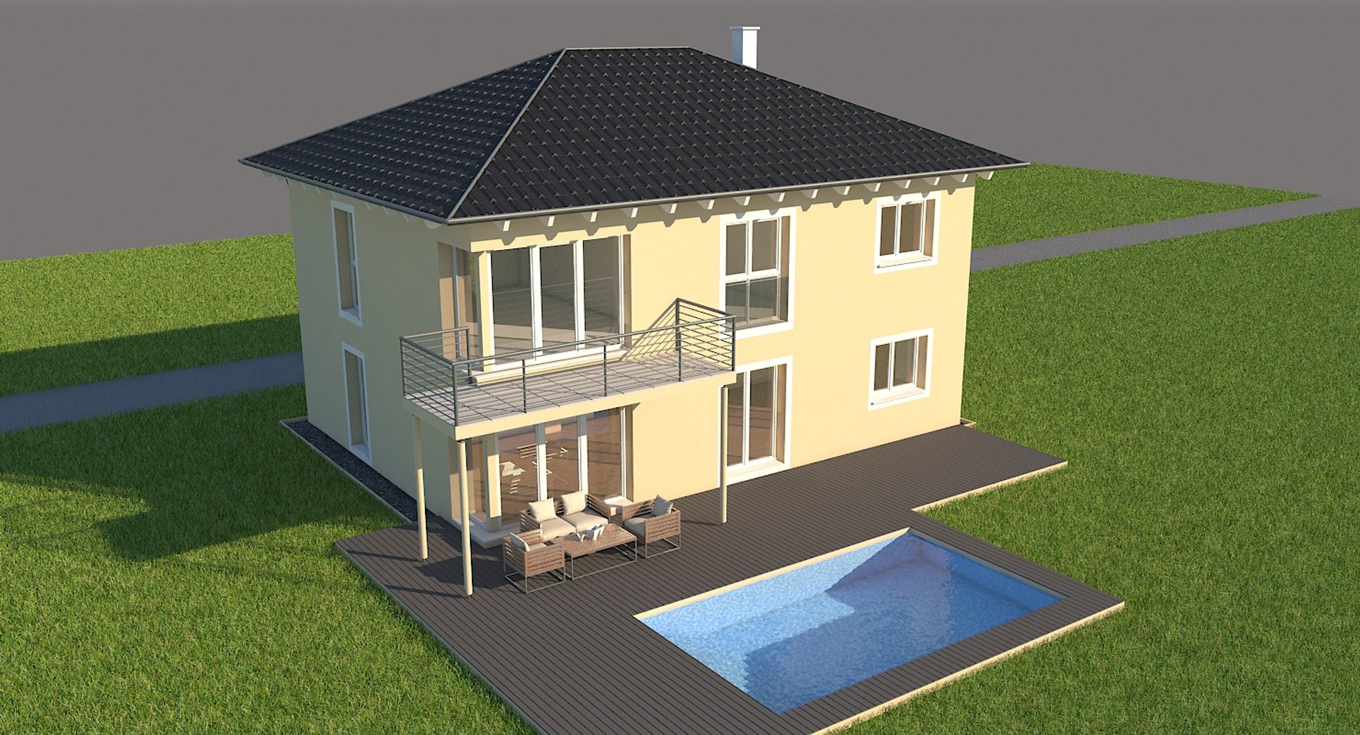 Modern Single Family Home 3d Model
