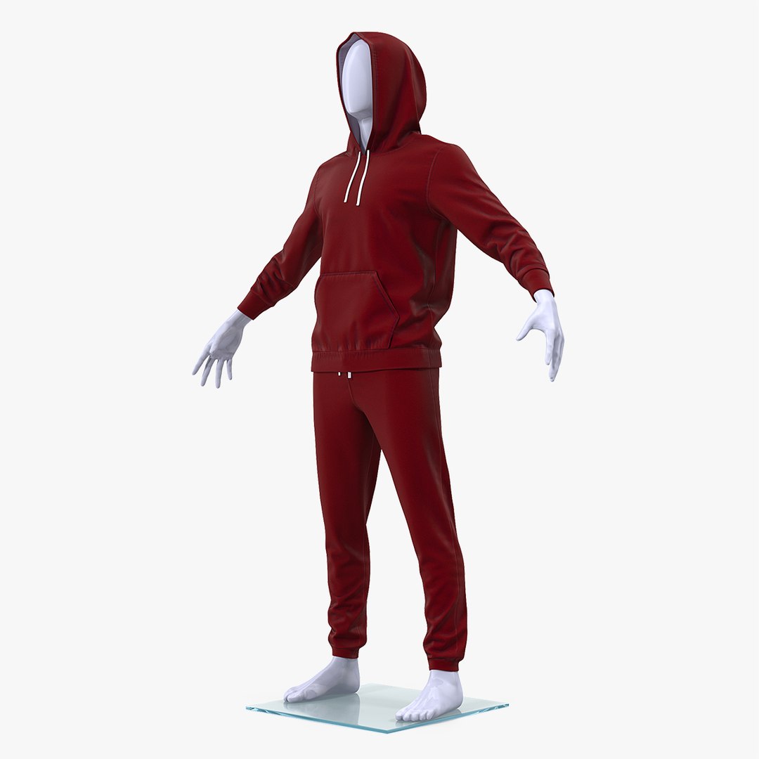 Sportswear Suit Raised Hood on Mannequin 3D model preview