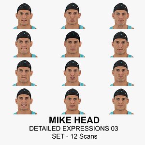 Mike Real Head Detailed Expressions 03 Set 12 RAW Scans Collection 3D model
