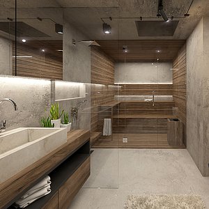 industrial bathroom interior 3D