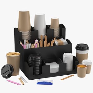 cups organizer dispenser sugar 3D model