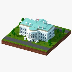 White House Low Poly Cartoon
